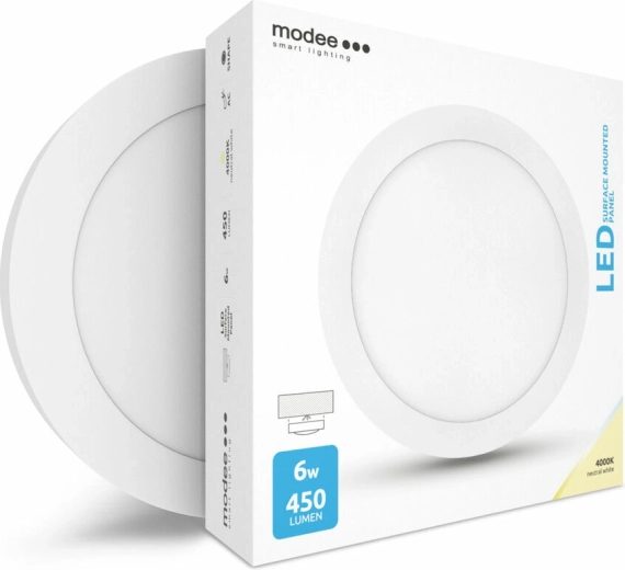Rund LED-panel Modee Smart Lighting 6 W, påbygget, neutral hvid