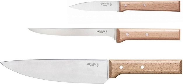 Opinel Parallele sæt køkkenknive, bøgetræ, 3 stk.