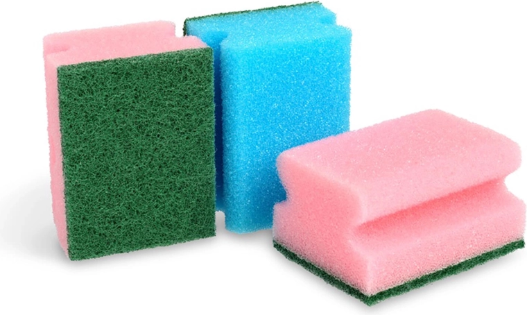 Formet opvaskesvamp 9,5 × 7 × 4,5 cm, farvemix, 3 stk.