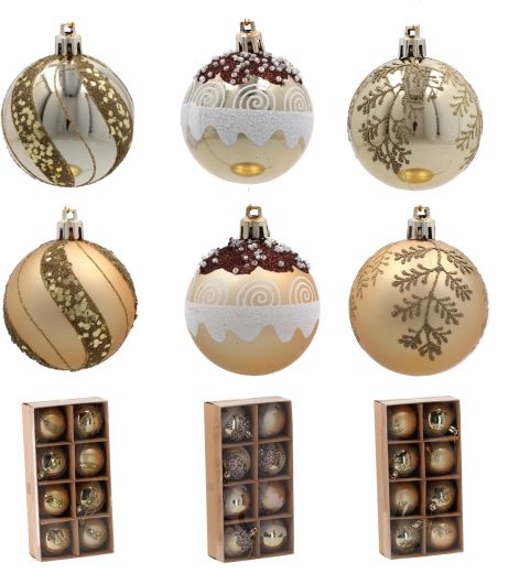 Sæt gyldne julekugler 6 cm – 8 stk., splintfri
