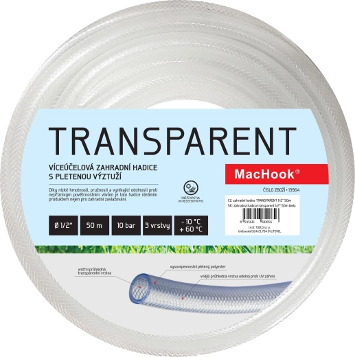 Gennemsigtig haveslange 1/2", 50 m, hvid
