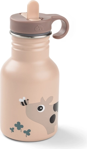 Done by Deer børneflaske i rustfrit stål Tiny farm rosa 350 ml