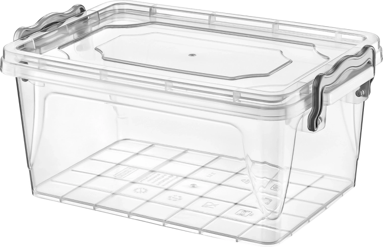 Plastisk opbevaringsboks med klips 1,5 l transparent