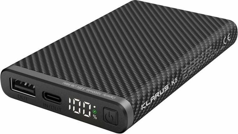 Klarus K5 powerbank 10000 mAh med hurtigopladning og LED‑display