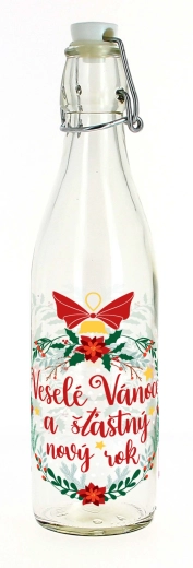 Glasflaske med patentlåg 1 l Glædelig jul