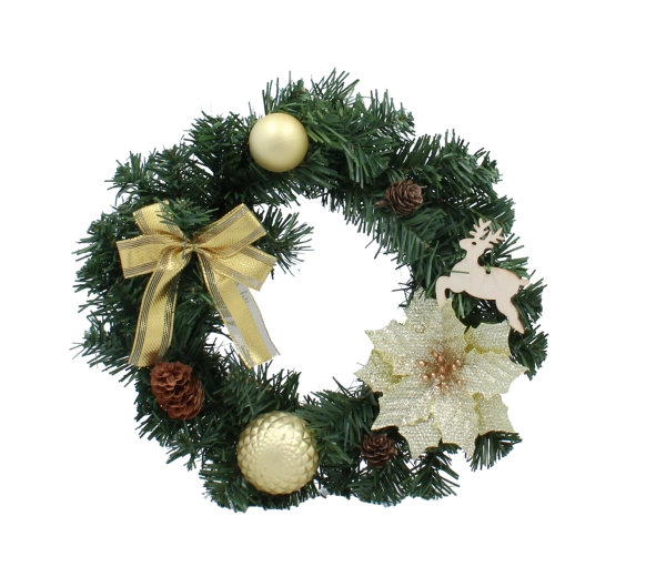 Gylden julekrans 30 cm