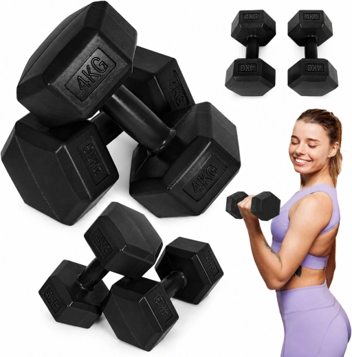 Hexagon-håndvægte MOVEPRO 2×4 kg (sorte)