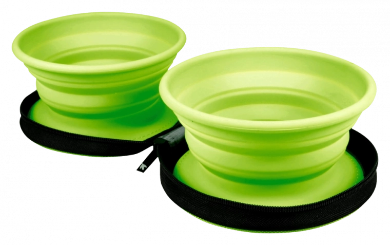 Rejse dobbelt skål KIWI WALKER – grøn, 2 stk.