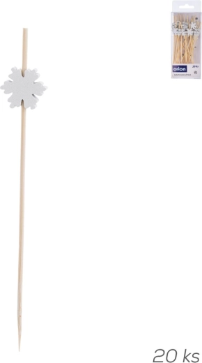 Bambusspyd til snacks med snefnug 12 cm - 20 stk.