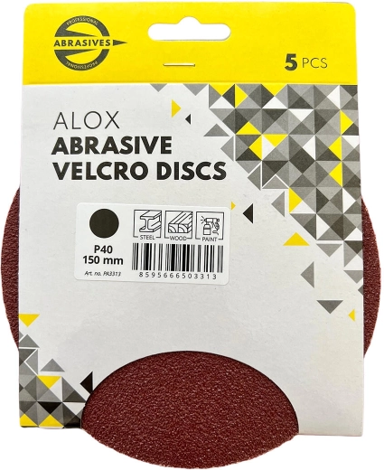 Slibeskiver med velcro 150 mm, korn 180 (5 stk)