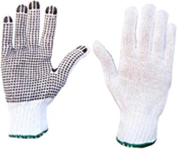 Strikkede bomuldsarbejdshandsker med skridsikring str. L