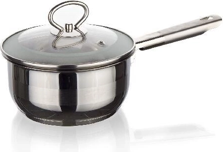 Rustfri kasserolle 14 cm med glaslåg MATTE New Line, 0,9 l, til induktion