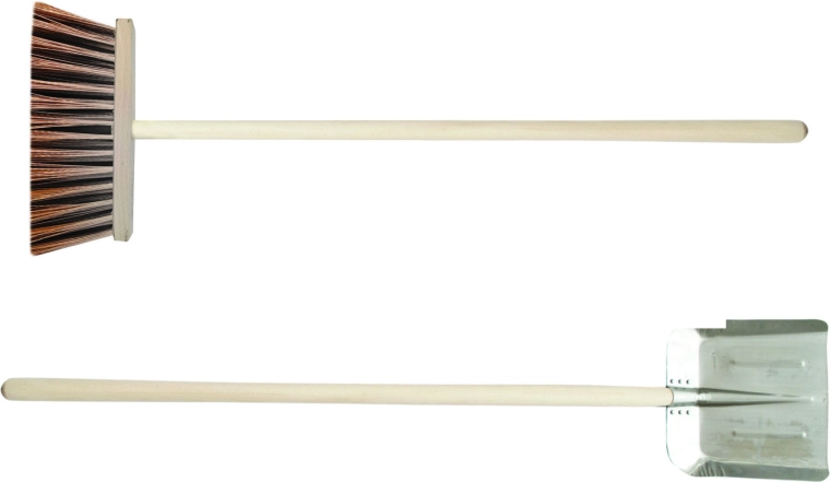 Ekstra stærk aluminiums skovl med træskaft 130 cm + kost