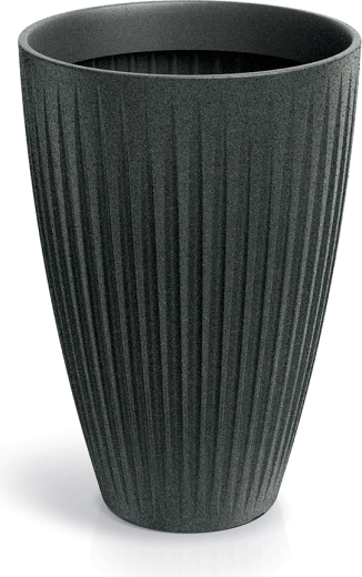 Plantekrukke Latia Round High 40 cm – sort granit