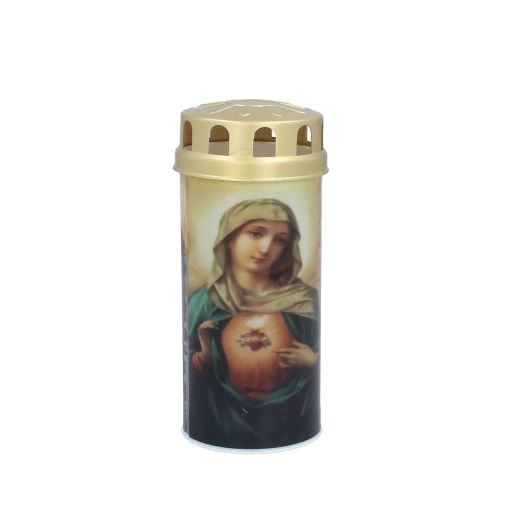 LED-gravlys 14,5 cm – mix af motiver (kors, engel, Jesus og Maria)