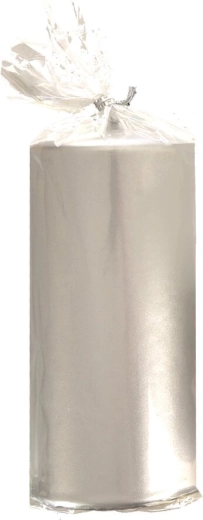 Sølvfarvet metallisk bloklys 7 × 14 cm