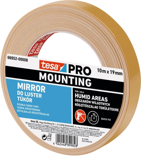 Monteringstape til spejle 19 mm × 1,5 m Tesa