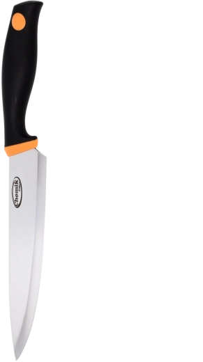 Kokkekniv 20 cm i rustfrit stål med gråt skridsikkert håndtag