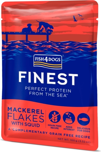 Portionspose til hunde med makrel og blæksprutte FISH4DOGS 100 g