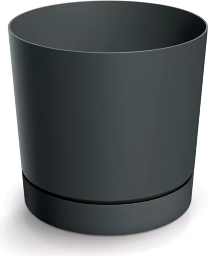 Blomsterpotte Tubo P med skål 10,8 cm mørkegrå