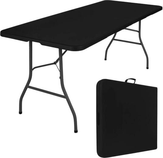 Sammenklappeligt have-/cateringbord 180 cm sort - 1 stk.