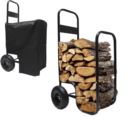 Rullevogn til brænde med presenning, bæreevne 60 kg