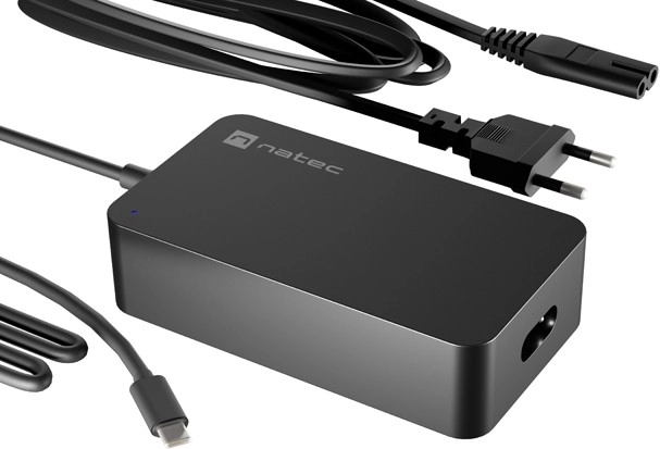 USB‑C oplader NATEC Grayling GaN 65W til bærbare computere