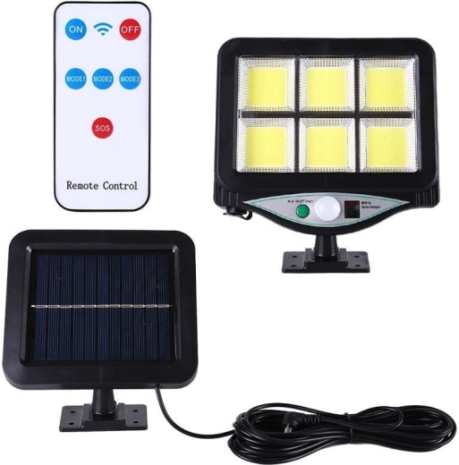 Solardrevet LED-lampe med PIR-bevægelsessensor og skumringssensor + fjernbetjening