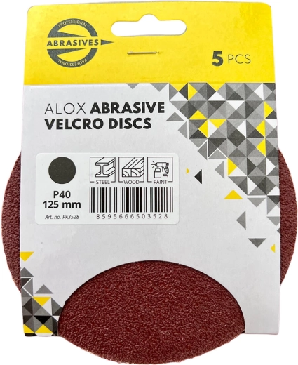 Slibeskiver 125 mm, korn 120, velcro (5 stk)