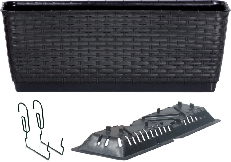 Hængende altankasse med kroge Ratolla PW 59 cm antracit