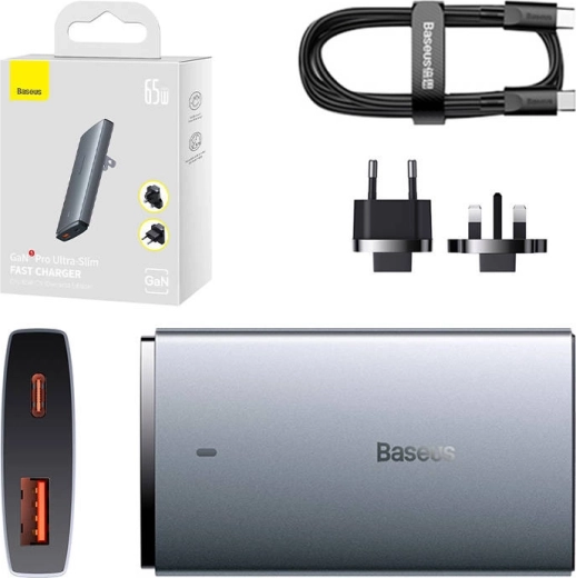 Baseus GaN5 vægoplader 65 W USB‑C + USB‑A