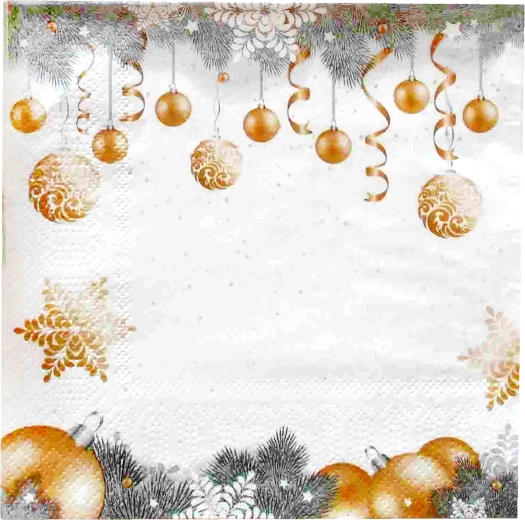 Juleservietter med motiv af kugler 33 × 33 cm, 3-lags