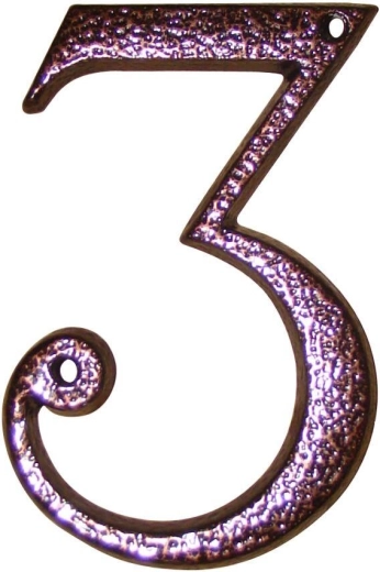 Husnummer 3 brun – zinklegering, højde 117 mm