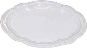 Oval serveringsbakke med dekorativ kant 25 × 17 cm, mix af farver