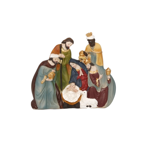 Julekrybbe med Jesu fødsel og de tre vise mænd