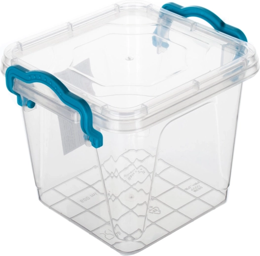 GEMA-dåse firkantet 0,6 l med turkise håndtag