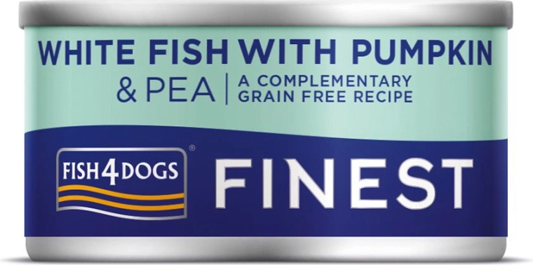 Hundekonserves af hvid fisk med græskar og ærter 85 g