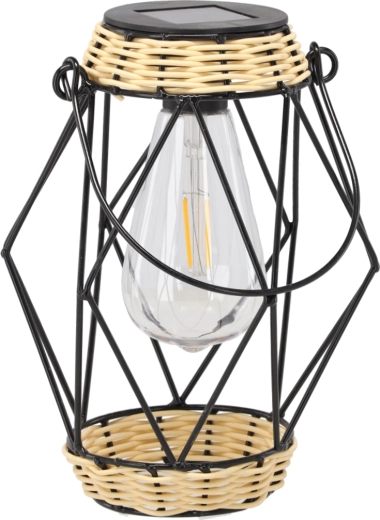 Solcelledrevet lanterne i metal 22 cm, sort, LED