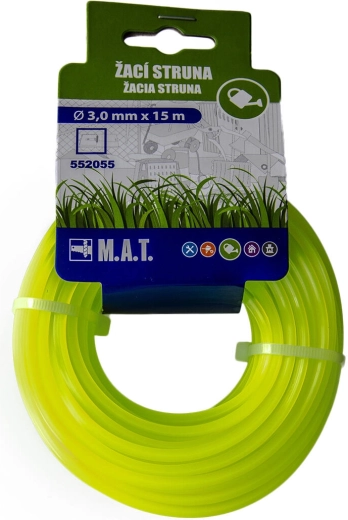 Nylon trimmersnøre 3,0 mm kvadratisk, 15 m, grøn