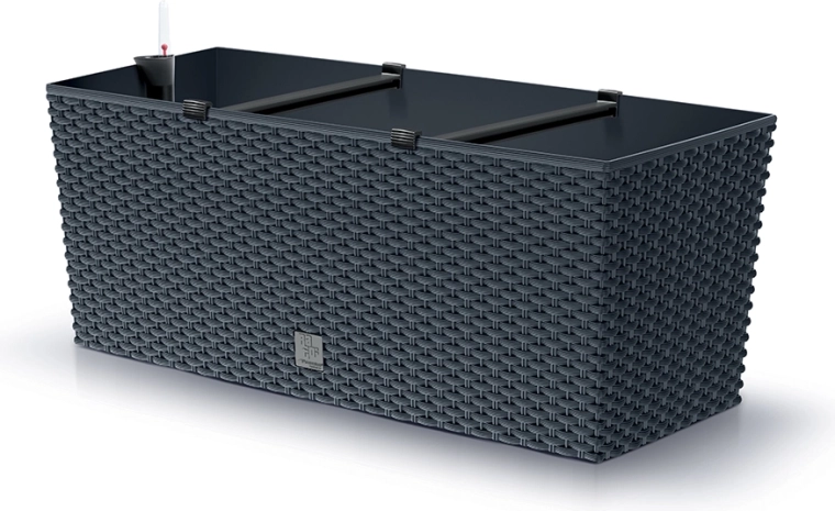 Selvvandende rattan-blomsterkasse antracit 50 cm