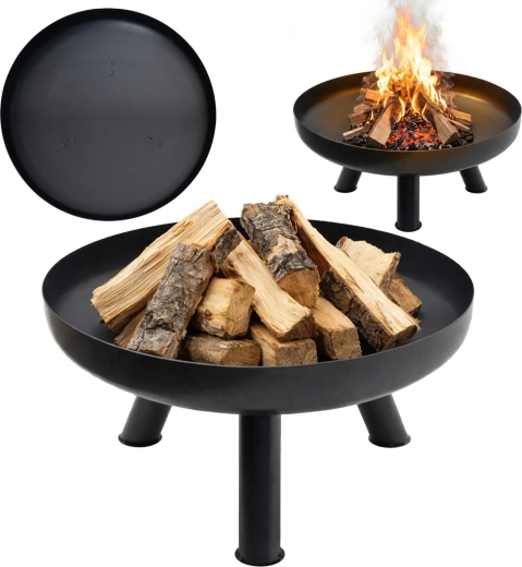 Stor støbejerns-bålplads 60 cm til hyggelige lejrbål