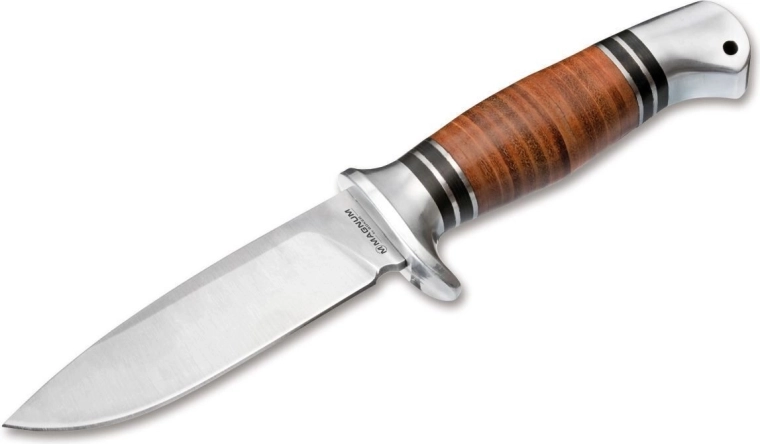Jagtkniv Magnum Leatherneck Hunter 11,2 cm, satin, læderhåndtag, nylonskede
