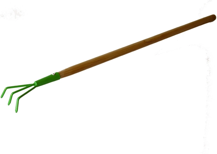 Børne-haveklo med tre tænder og træskaft 75 cm