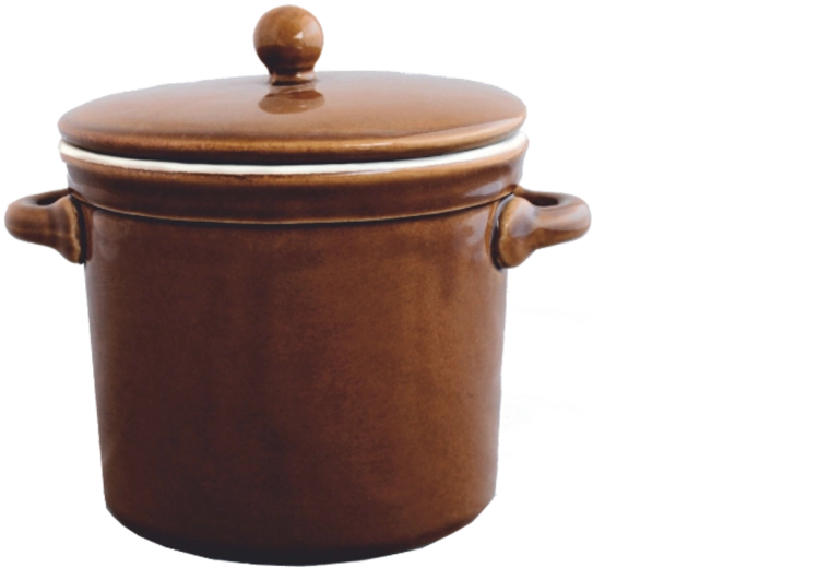 Keramisk gryde med låg 1 l brun