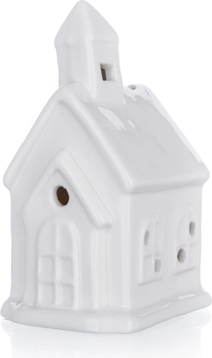 Porcelæn LED-hus – hvid dekoration med flimrende lys