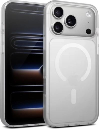 Crong Hybrid Matte Magnetic etui MagSafe til iPhone 17 Pro hvid