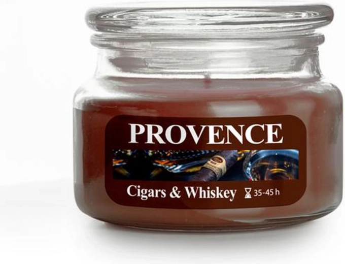 Duftlys i glas Provence cigars & whiskey 45 timer