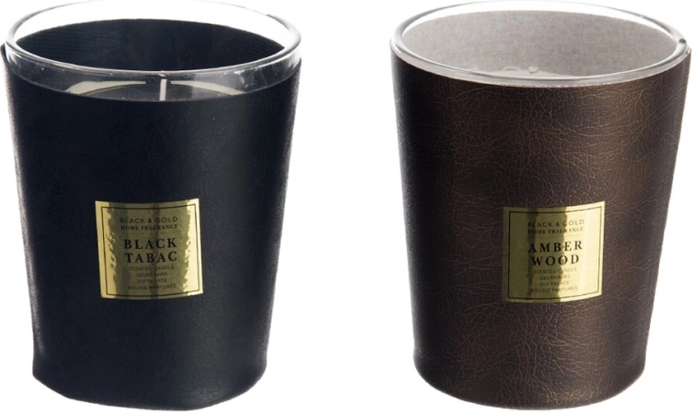 Duftlys i glas med læderelement 385 g (2 varianter)