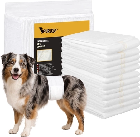 Engangsabsorberende bleer til hund Purlov M-L (12 stk.)