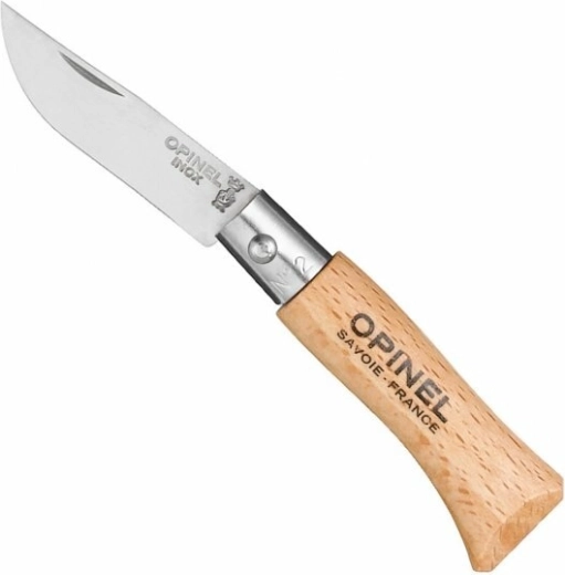 Opinel N°02 Inox foldekniv 3,5 cm i bøgetræ